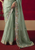 Antique Green Designer Embroidered Saree