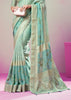 Turquoise Blue Woven Georgette Silk Saree