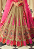 Beige & Pink Embroidered Stitched Designer Lehenga