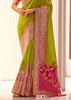 Lime Green Woven Banarasi Silk Saree
