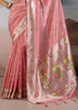 Salmon Peach Woven Banarasi Tissue Silk Saree