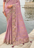 Mist Purple Woven Banarasi Designer Silk Saree With Embroidered Blouse