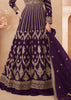 Passion Purple Heavy Embroidered Front Cut Anarkali Set