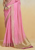 Prism Pink Woven Banarasi Linen Silk Saree