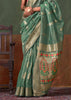 Hedge Green Woven Paithani Tissue Silk Saree