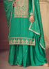 Arcadia Green Embroidered Bandhej Sharara Suit Set