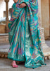 Teal Blue Printed Soft Silk Saree
