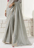 Silver Grey Designer Organza Tissue Silk Saree