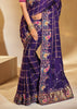 Traditional Purple Designer Embroidered Silk Saree