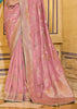 Pastel Pink Woven Banarasi Silk Saree
