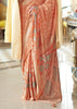 Autumn Orange Printed Georgette Silk Saree
