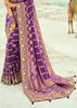 Purple Woven Georgette Bandhej Designer Saree