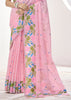 Baby Pink Woven Linen Silk Saree