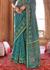 Teal Blue Printed Patola Georgette Silk Saree