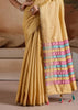 Golden Beige Woven Banarasi Silk Saree