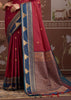 Maroon Red Woven Tussar Silk Saree