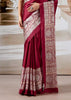 Rich Red Printed Satin Silk Saree