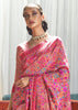 ROYAL PINK MULTICOLOUR JAMEWAR WEAVE SAREE (6649542574273)