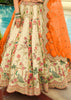 Off White & Orange Embroidered Stitched Designer Lehenga