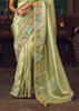 Pista Green Woven Embroidered Saree
