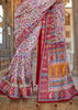 White Multicolor Printed Kashmiri Jamewar Saree