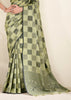 Pistachio Green Woven Linen Silk Saree