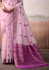 Lilac Pink Woven Banarasi Cotton Silk Saree