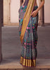 Purple And Blue Banarasi Digital Printed Silk Saree