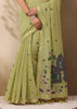 Pista Green Woven Cotton Silk Saree