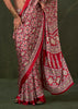 Poppy Red Printed Satin Crepe Silk Saree