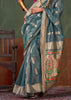 Fossil Grey Woven Paithani Tissue Silk Saree