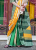 Green And Yellow Digital Printed Soft Silk Saree