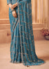 Parisian Blue Designer Tissue Silk Saree