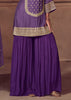 Magic Purple Embroidered Bandhej Sharara Suit Set