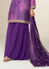 Royal Purple Bandhej Print Embroidered Sharara Set