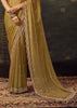 Olive Golden Designer Tissue Silk Saree