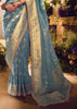 Mineral Blue Banarasi Designer Silk Saree With Embroidered Blouse