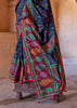 Dark Blue Printed Kashmiri Jamewar Saree