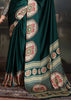 Hunter Green Printed Satin Silk Saree