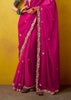 Queen Pink Woven Embroidered Chiffon Saree