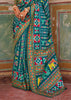 Teal Blue Printed Patola Silk Saree