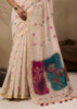 Winter White Woven Cotton Silk Saree