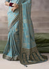“Exclusive Offer” : Aruba Blue Banarasi Designer Saree With Embroidered Blouse