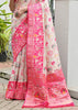 White & Pink Woven Banarasi Patola Silk Saree