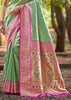 Golden Green Woven Kanjivaram Silk Saree