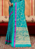 Ceramic Blue Woven Banarasi Silk Saree
