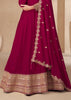 Scarlet Red Anarkali With Embroidered Dupatta