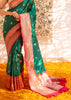 Peacock Bloom: Banarasi Meenakari Saree in the shade of Emerald Green