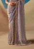 Lavender Purple Satin Organza Embroidered Saree