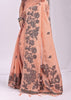 Salmon Peach Woven Cotton Linen Silk Saree